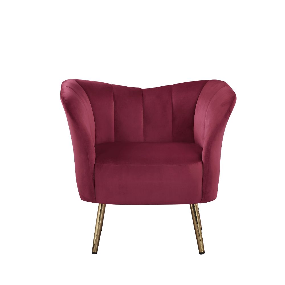Acme - Reese Accent Chair 59795 Burgundy Velvet & Gold Finish