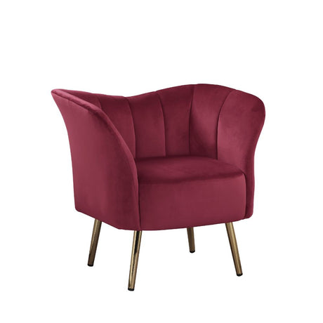 Acme - Reese Accent Chair 59795 Burgundy Velvet & Gold Finish