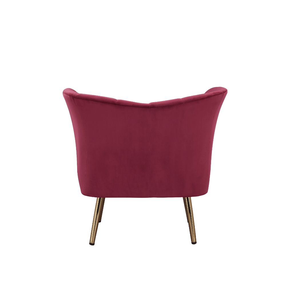 Acme - Reese Accent Chair 59795 Burgundy Velvet & Gold Finish