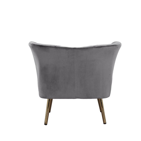 Acme - Reese Accent Chair 59797 Gray Velvet & Gold Finish