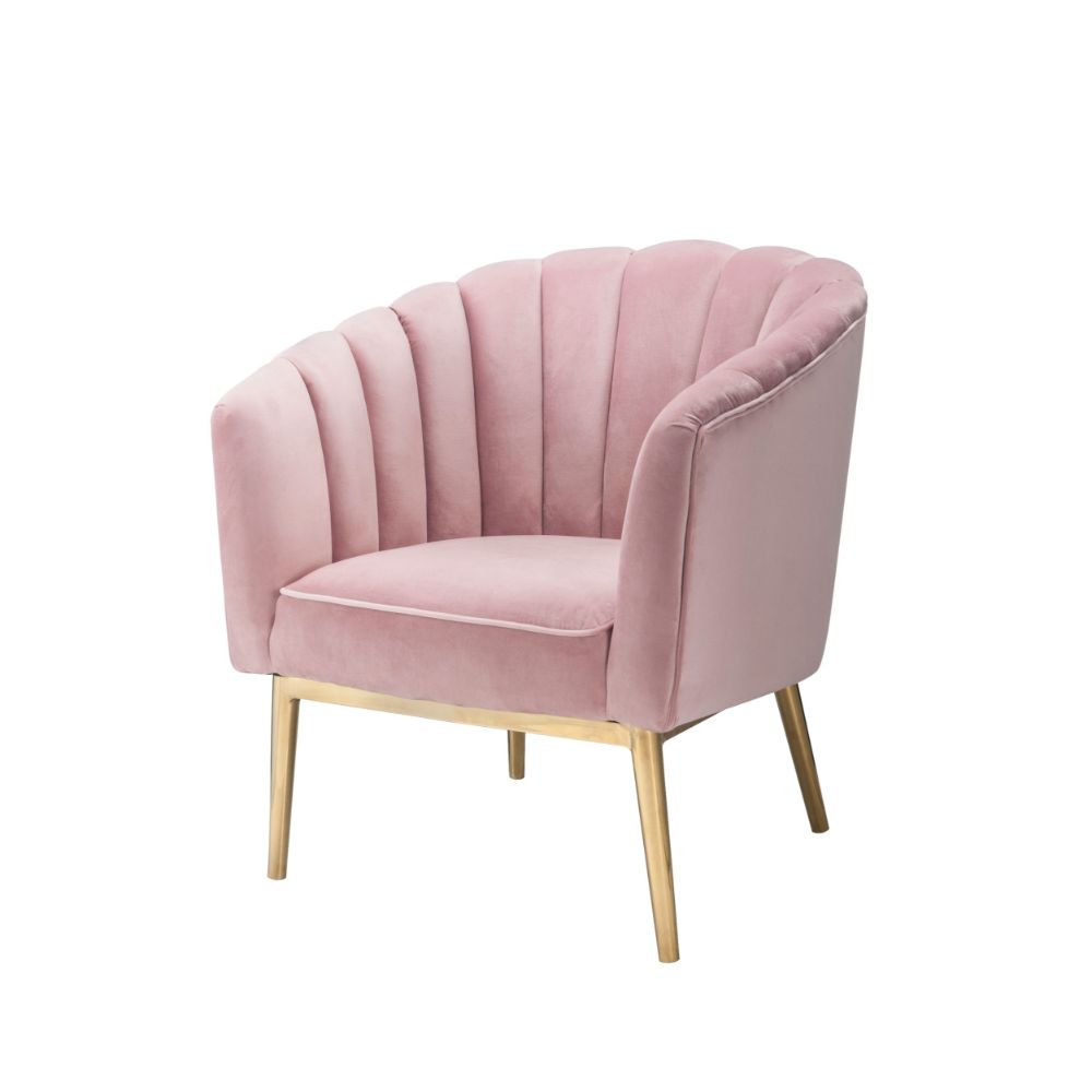 Acme - Colla Accent Chair 59814 Blush Pink Velvet & Gold Finish