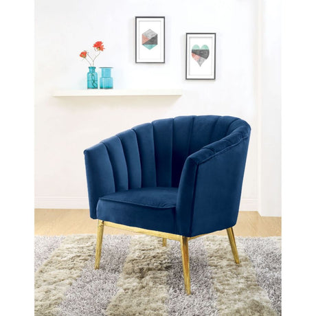 Acme - Colla Accent Chair 59815 Midnight Blue Velvet & Gold Finish