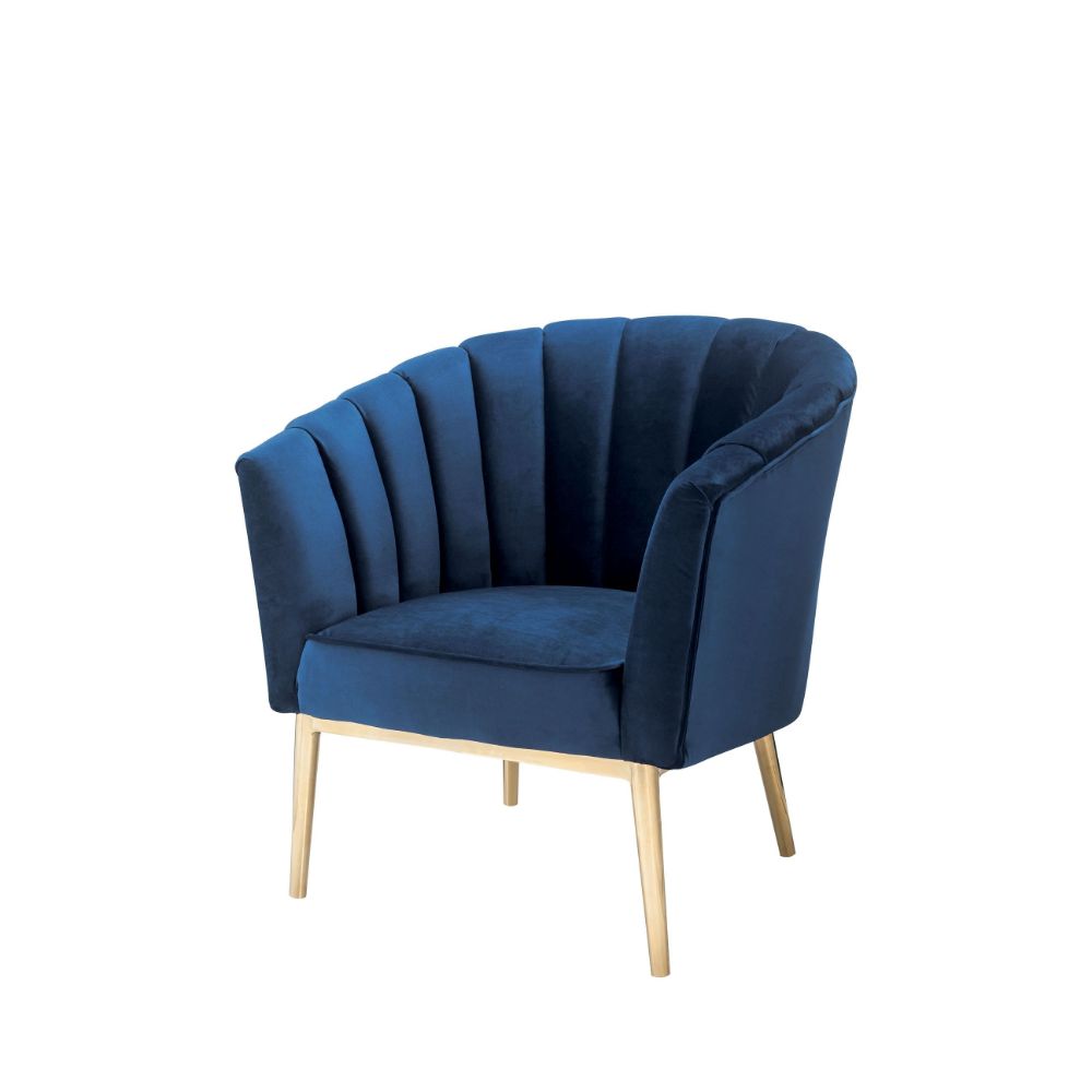 Acme - Colla Accent Chair 59815 Midnight Blue Velvet & Gold Finish