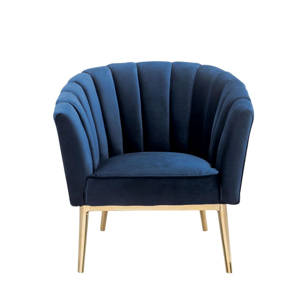 Acme - Colla Accent Chair 59815 Midnight Blue Velvet & Gold Finish