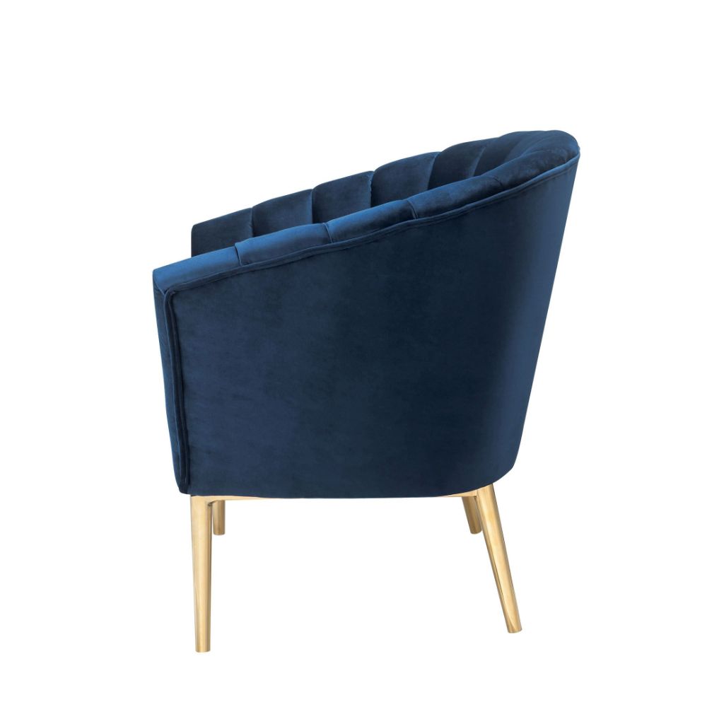 Acme - Colla Accent Chair 59815 Midnight Blue Velvet & Gold Finish