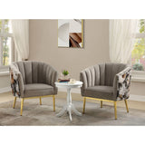 Acme - Colla Accent Chair 59816 Gray Velvet & Gold Finish