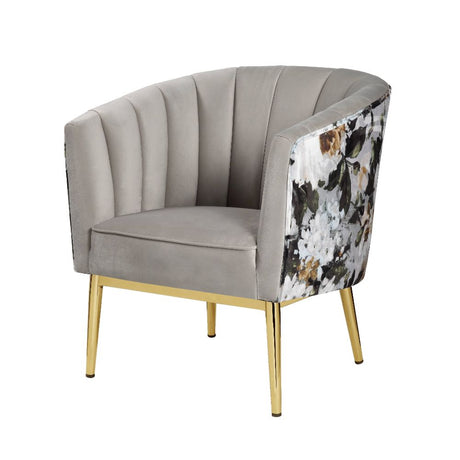 Acme - Colla Accent Chair 59816 Gray Velvet & Gold Finish