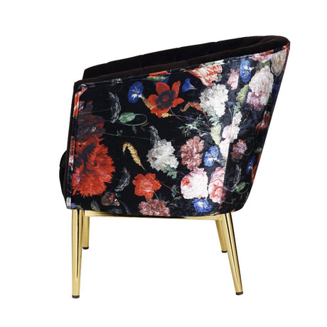 Acme - Colla Accent Chair 59817 Black Velvet & Gold Finish