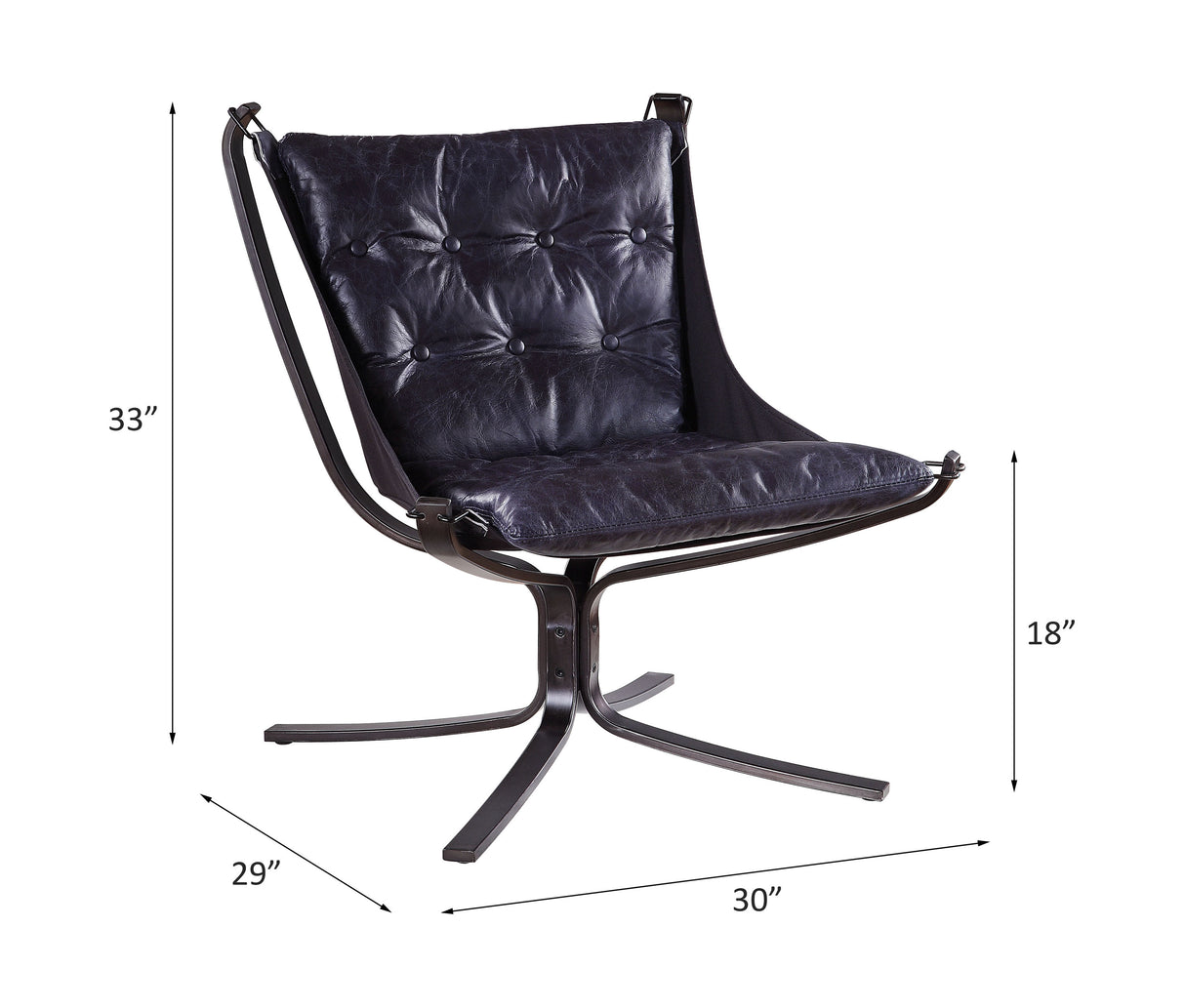 Acme - Carney Accent Chair 59832 Vintage Blue Top Grain Leather
