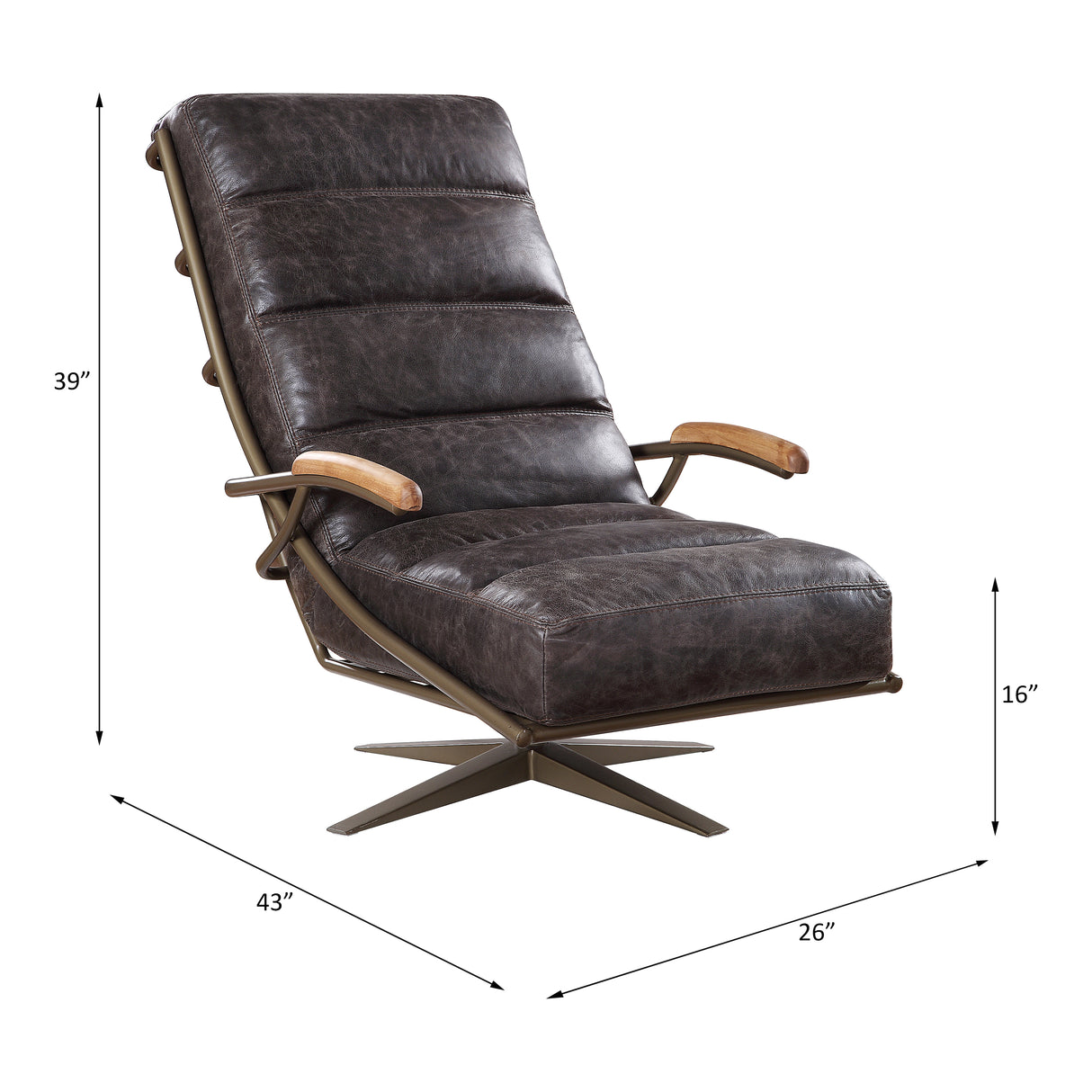 Acme - Ekin Accent Chair W/Swivel 59834 Morocco Top Grain Leather
