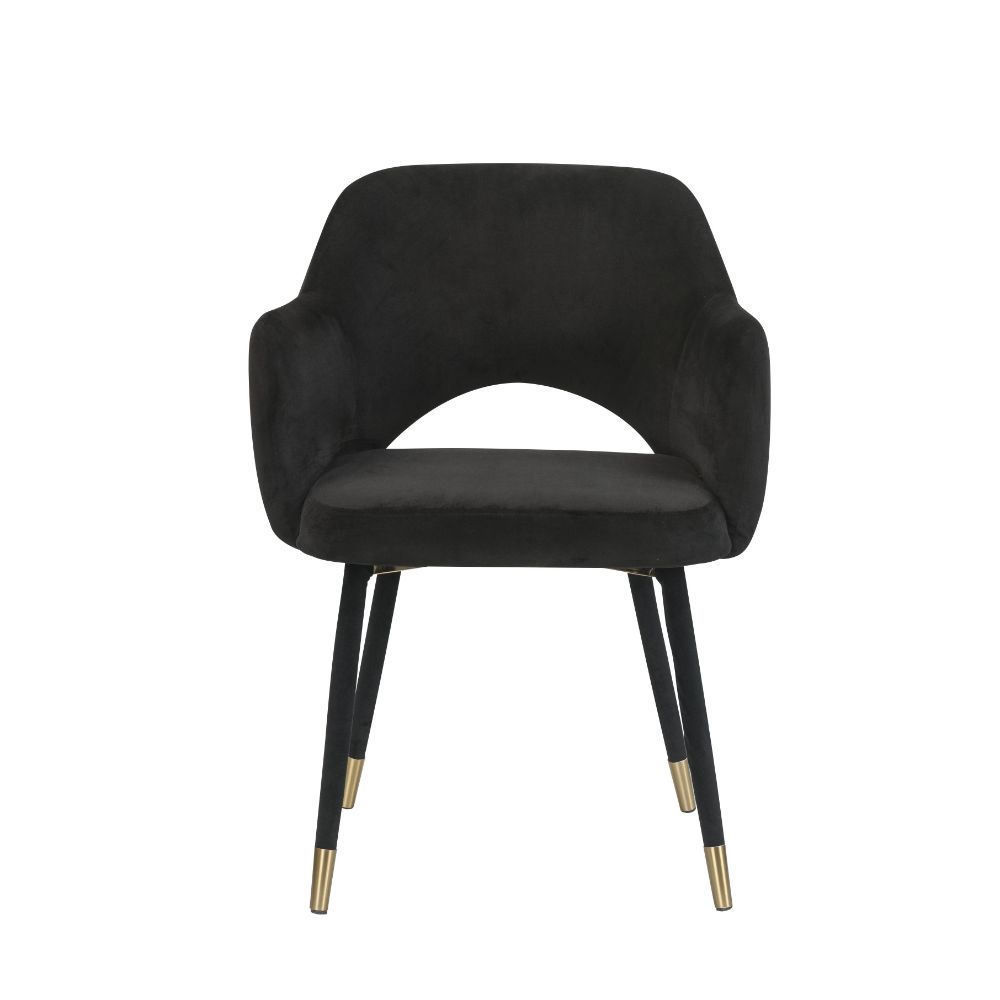 Acme - Applewood Accent Chair 59854 Black Velvet & Gold Finish