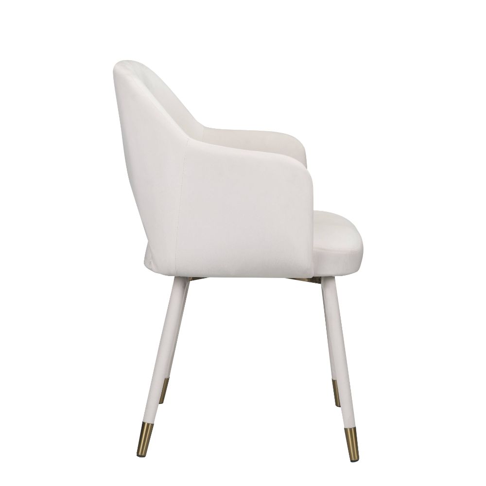 Acme - Applewood Accent Chair 59856 Cream Velvet & Gold Finish