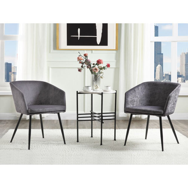 Acme - Taigi 3PC Table & Chair Set 59875 Gray Velvet & Black Finish