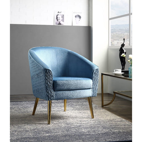 Acme - Benny Accent Chair 59887 Blue Velvet & Gold Finish