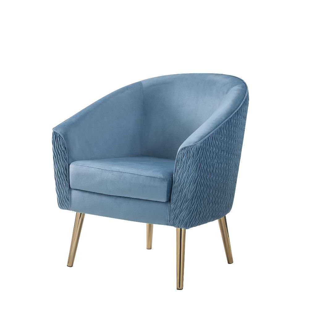 Acme - Benny Accent Chair 59887 Blue Velvet & Gold Finish