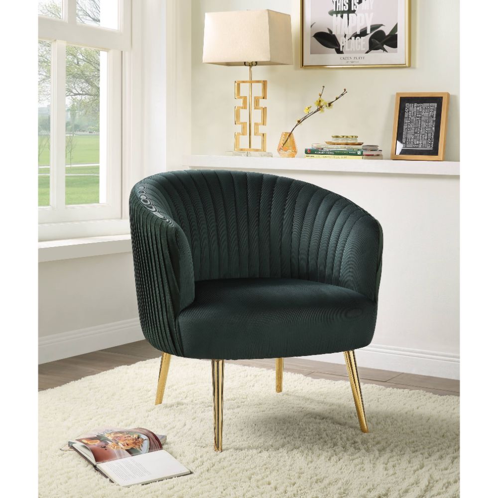 Acme - Sigurd Accent Chair 59890 Velvet & Gold Finish