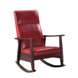 Acme - Raina Rocking Chair 59931 Red Synthetic Leather & Espresso Finish