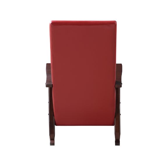 Acme - Raina Rocking Chair 59931 Red Synthetic Leather & Espresso Finish