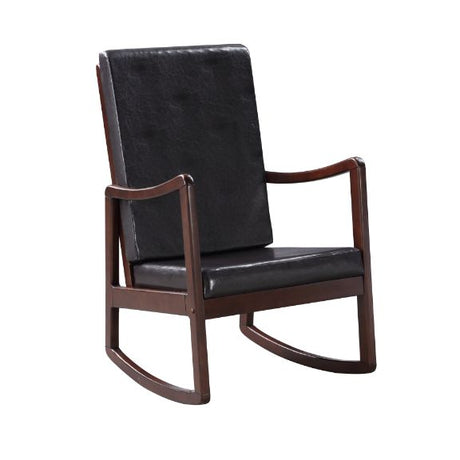 Acme - Raina Rocking Chair 59935 Dark Brown Synthetic Leather & Espresso Finish