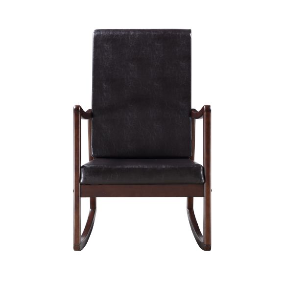 Acme - Raina Rocking Chair 59935 Dark Brown Synthetic Leather & Espresso Finish