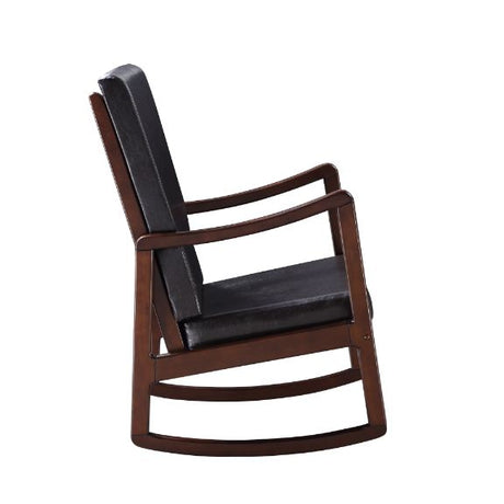 Acme - Raina Rocking Chair 59935 Dark Brown Synthetic Leather & Espresso Finish