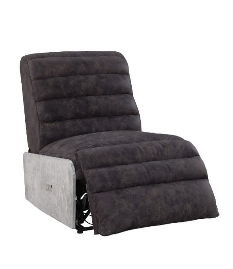 Acme - Okzuil Power Motion Recliner 59941 Two Tone Gray Top Grain Leather & Aluminum