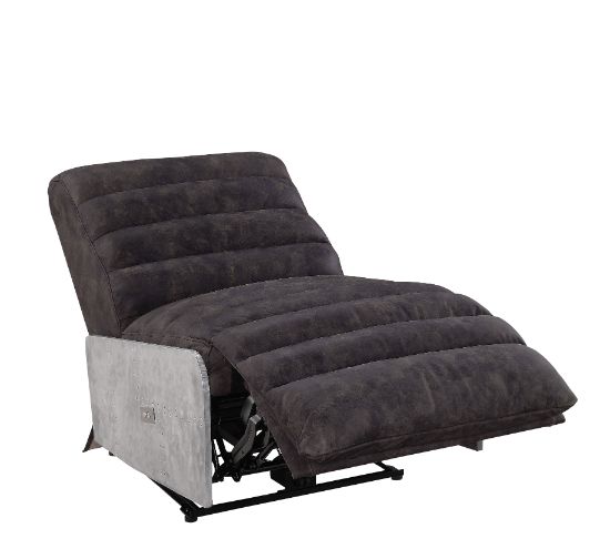 Acme - Okzuil Power Motion Recliner 59941 Two Tone Gray Top Grain Leather & Aluminum