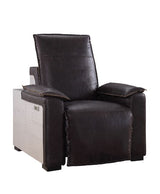 Acme - Misezon Power Motion Recliner 59943 Dark Top Grain Brown Leather & Aluminum