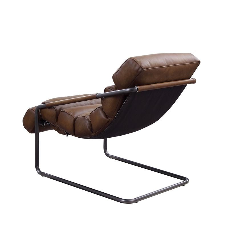Acme - Dolgren Accent Chair 59948 Sahara Top Grain Leather & Matt Iron Finish