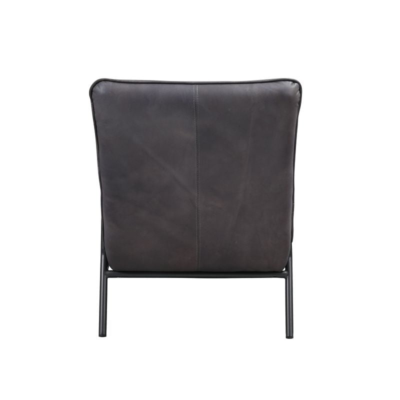 Acme - Nignu Accent Chair 59950 Gray Top Grain Leather & Matt Iron Finish
