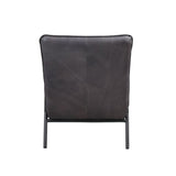 Acme - Nignu Accent Chair 59950 Gray Top Grain Leather & Matt Iron Finish