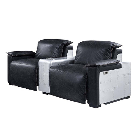 Acme - Misezon Power Motion Recliner 59952 Black Top Grain Leather & Aluminum