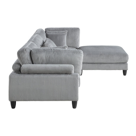 Living Room Furniture 4-Piece Modular Sectional Sofa Set Gray Corduroy Soft Cushion Pillows Solid Wood Legs - sold by Home Elegance USA