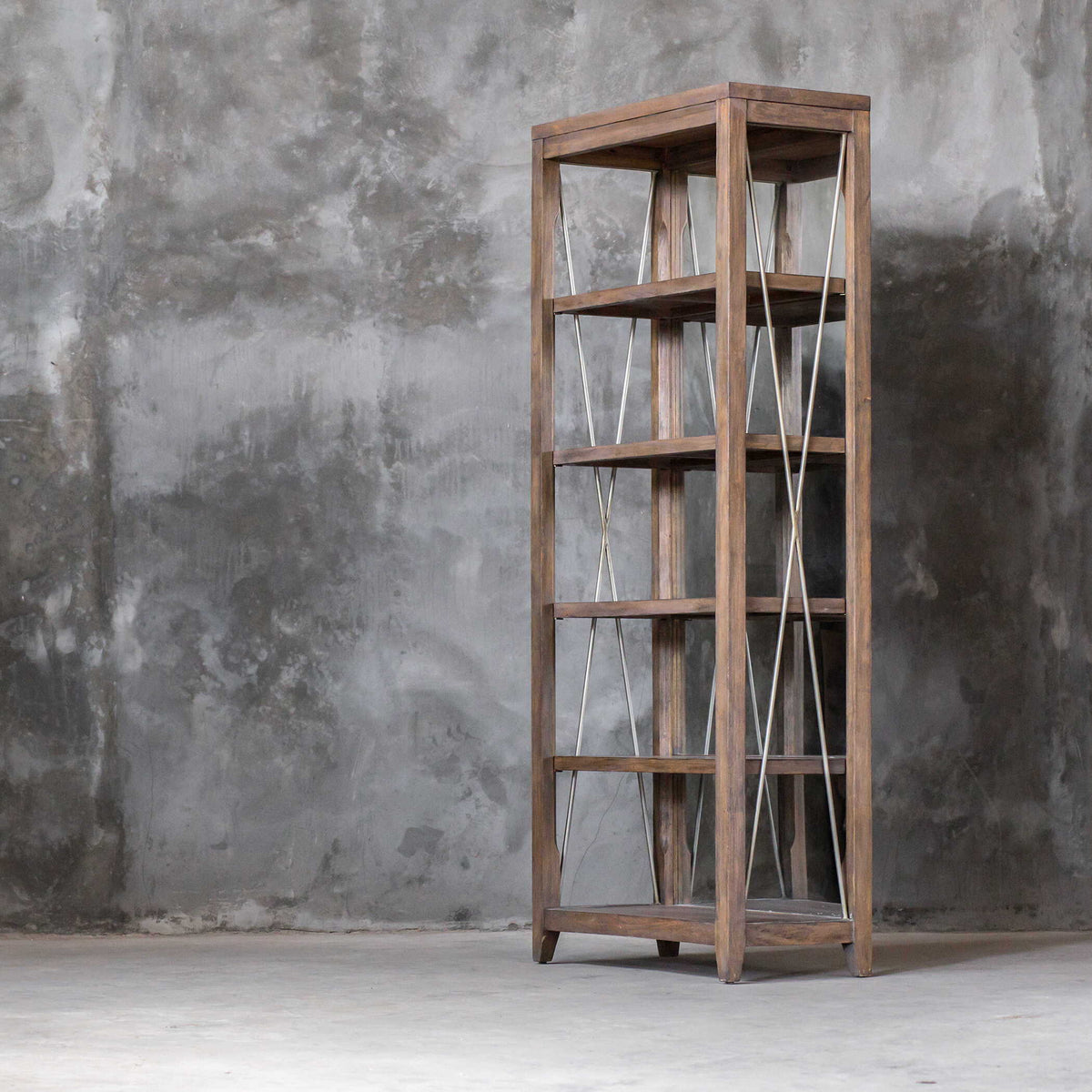 Delancey Weathered Oak Etagere - Dark Brown by Uttermost - View 2