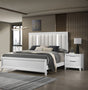 Contemporary King Size Bed 2xNightstand 3pc Set Panel Bed Upholstered Cushion LED Lights Headboard White Finish Wooden Solid Wood Furniture - sold by Home Elegance USA