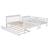 Twin-Over-Full Bunk Bed with Twin size Trundle, Storage and Guard Rail for Bedroom, Dorm, for Adults, White(OLD SKU :LT000119AAK) - Home Elegance USA