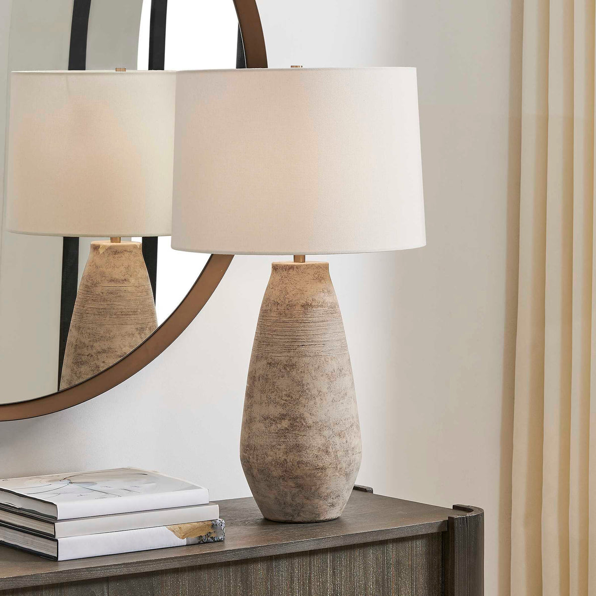 Dunford Aged Table Lamp Brown / Gray - Light Brown by Uttermost - View 2