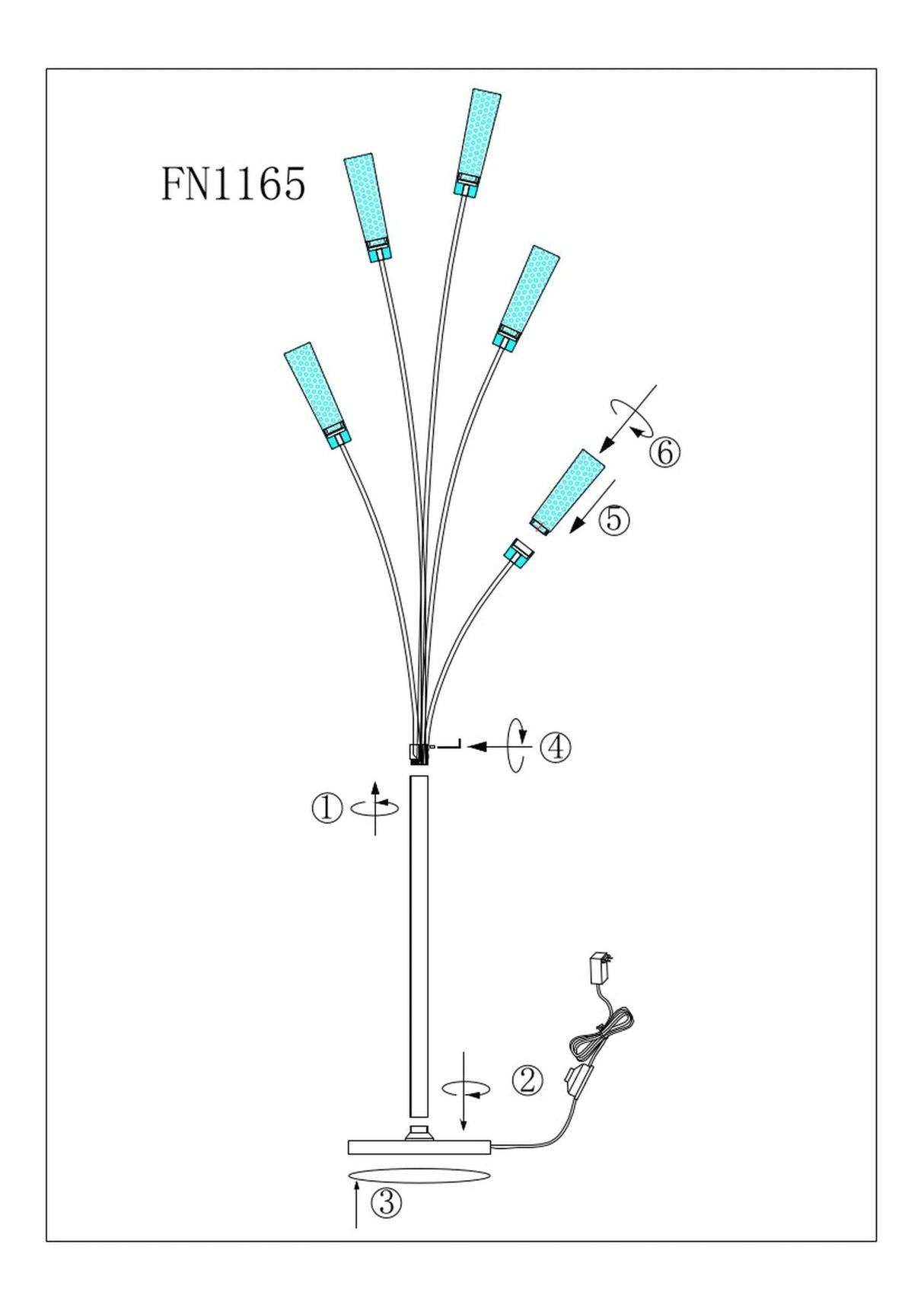 5 Crystal Cylinders Floor Lamp - FN - 1165 - image - 3