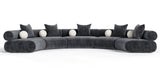 Simpson - Contemporary Dark Grey Fabric Curved Modular Sectional Sofa with Throw Pillows-5-Piece Sectional - View Image 1