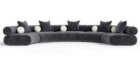 Simpson - Contemporary Dark Grey Fabric Curved Modular Sectional Sofa with Throw Pillows-5-Piece Sectional - View Image 1