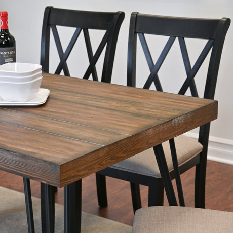 Arroyo 5-Piece Dining Set, Hairpin Dining Table with 4 Cross-back Chairs, Rich Black - sold by Home Elegance USA