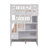 Stairway Twin-Over-Twin Bunk Bed with Three Drawers for Bedroom, Dorm - White(Old sku: LT000309AAK) - sold by Home Elegance USA