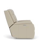 Arlo Transitional Leather Power Rocking Recliner, Power Headrest & Lumbar | Flexsteel