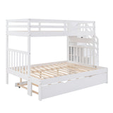 Twin over Full Bunk Bed with Twin Size Trundle (White)(OLD SKU :LT000025AAK) - sold by Home Elegance USA