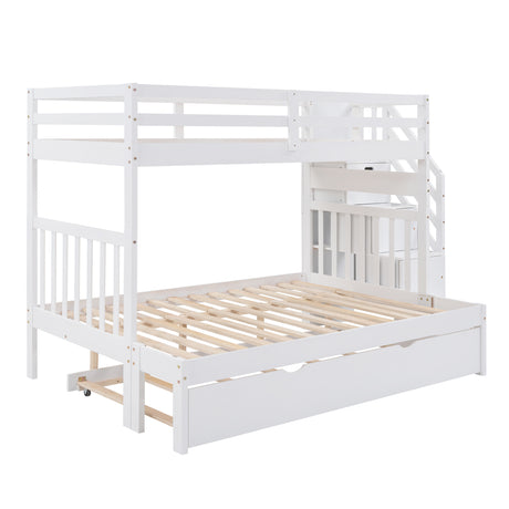 Twin over Full Bunk Bed with Twin Size Trundle (White)(OLD SKU :LT000025AAK) - sold by Home Elegance USA
