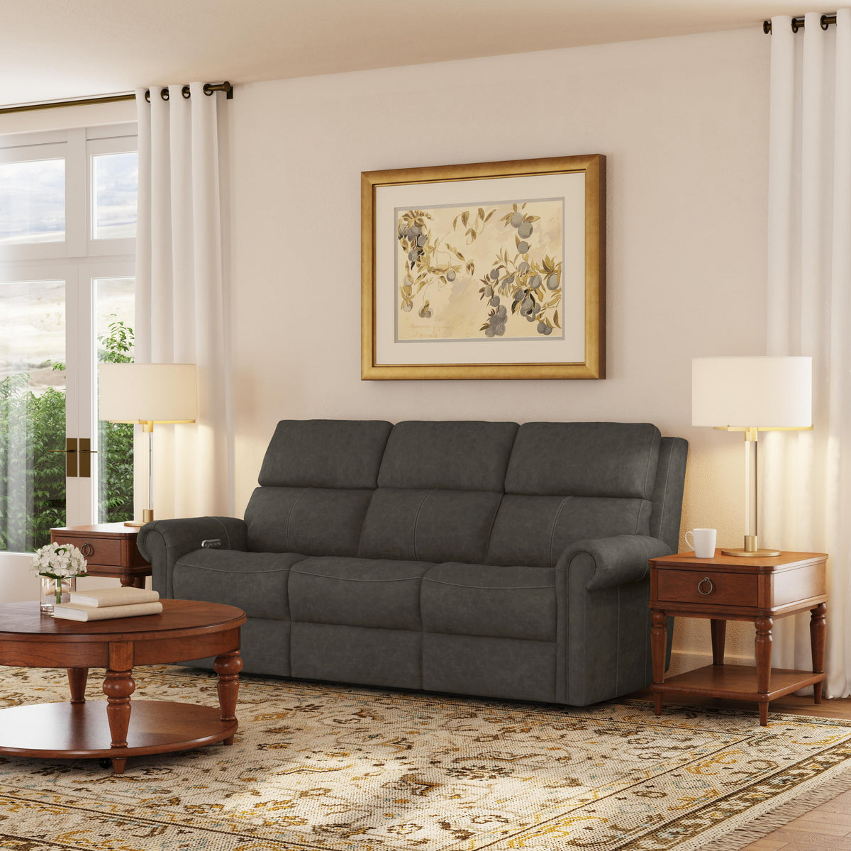 Bernard Power Reclining Sofa With Console, Power Headrests & Lumbar | Flexsteel