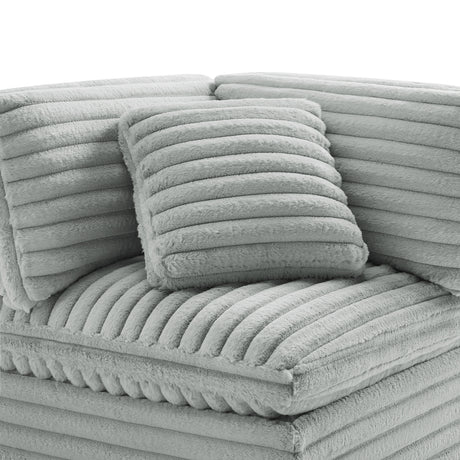 Jenny 5-Piece Sectional in Plush Polyester Cord-Like Fabric, Gray - sold by Home Elegance USA