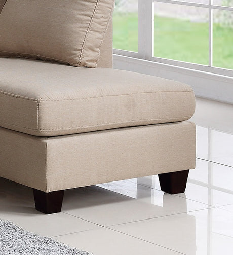 Sand Color 3pcs Sectional Living Room Furniture Reversible Chaise Sofa And Ottoman Polyfiber Linen Like Fabric Cushion Couch - sold by Home Elegance USA