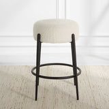 Arles Plush Counter Stool - Black / White by Uttermost - View 3