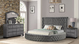 HAZEL Queen 4 Pc Tufted Upholstery Bedroom Set Made with Wood In Gray(CA INVENTORY)